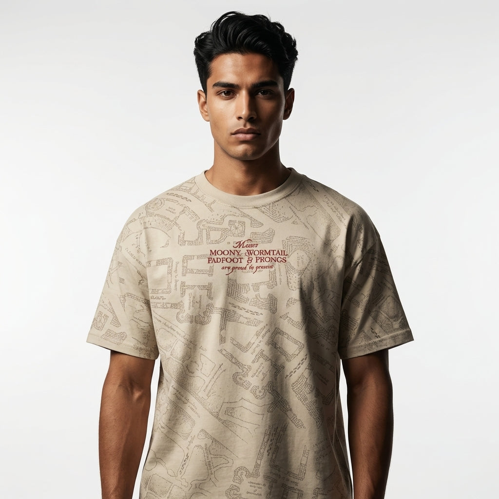 T-shirt mappa del malandrino oversize